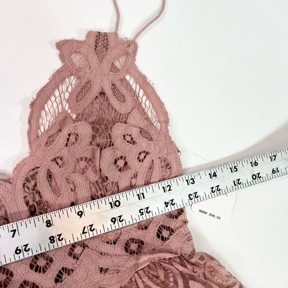 Free People Dress Womens Small Adella Lace Strappy Tiered Ruffle Slip NEW Pink - Picture 6 of 12